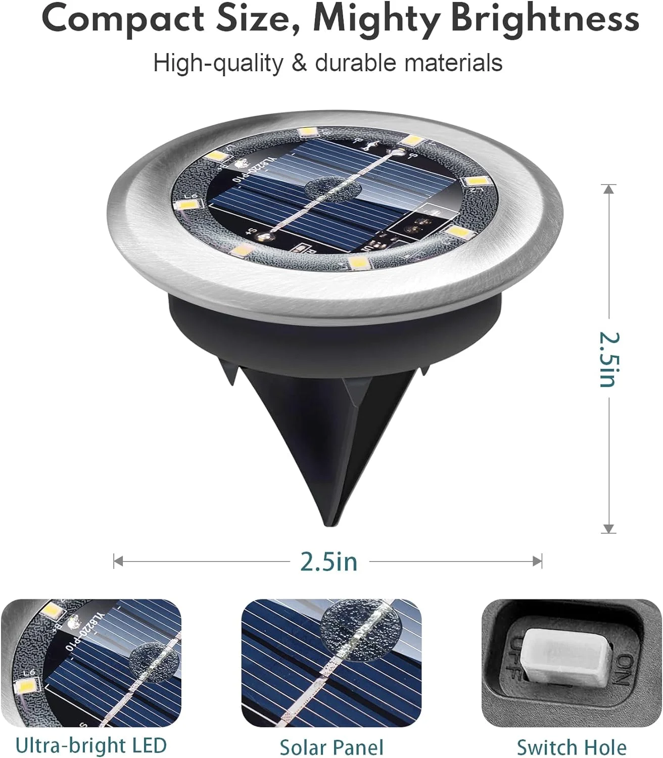 Luzes LED ao ar livre do assoalho solar, luzes solares impermeáveis do jardim, pátio, pista, calçada, iluminação da paisagem, luz fria