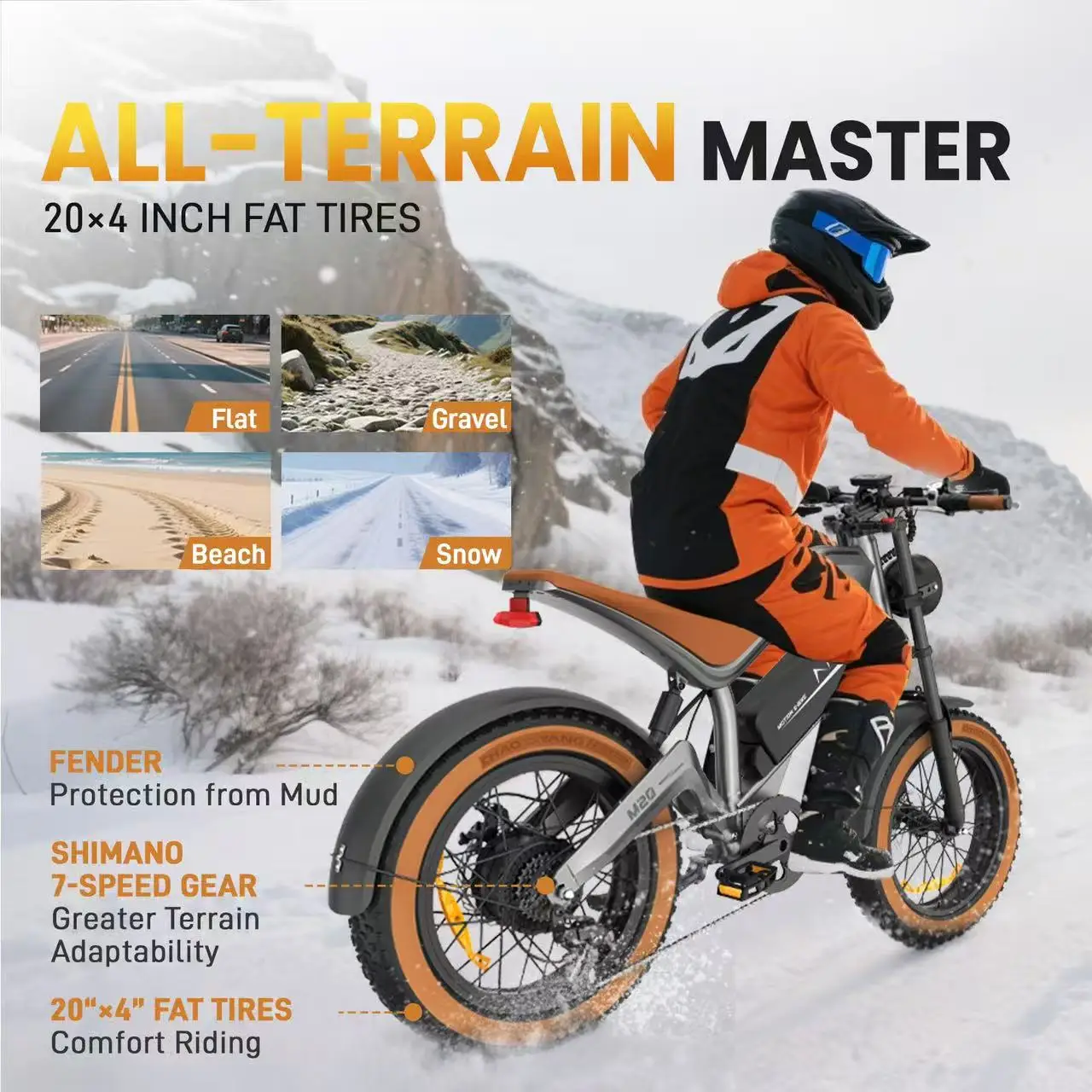 M20 Adult Electric Bike 1500W 55km/h Max Speed Hydraulic Brake Electrical Road Bicycle 48V15Ah MTB E-bike 20-Fat Mountain Ebike