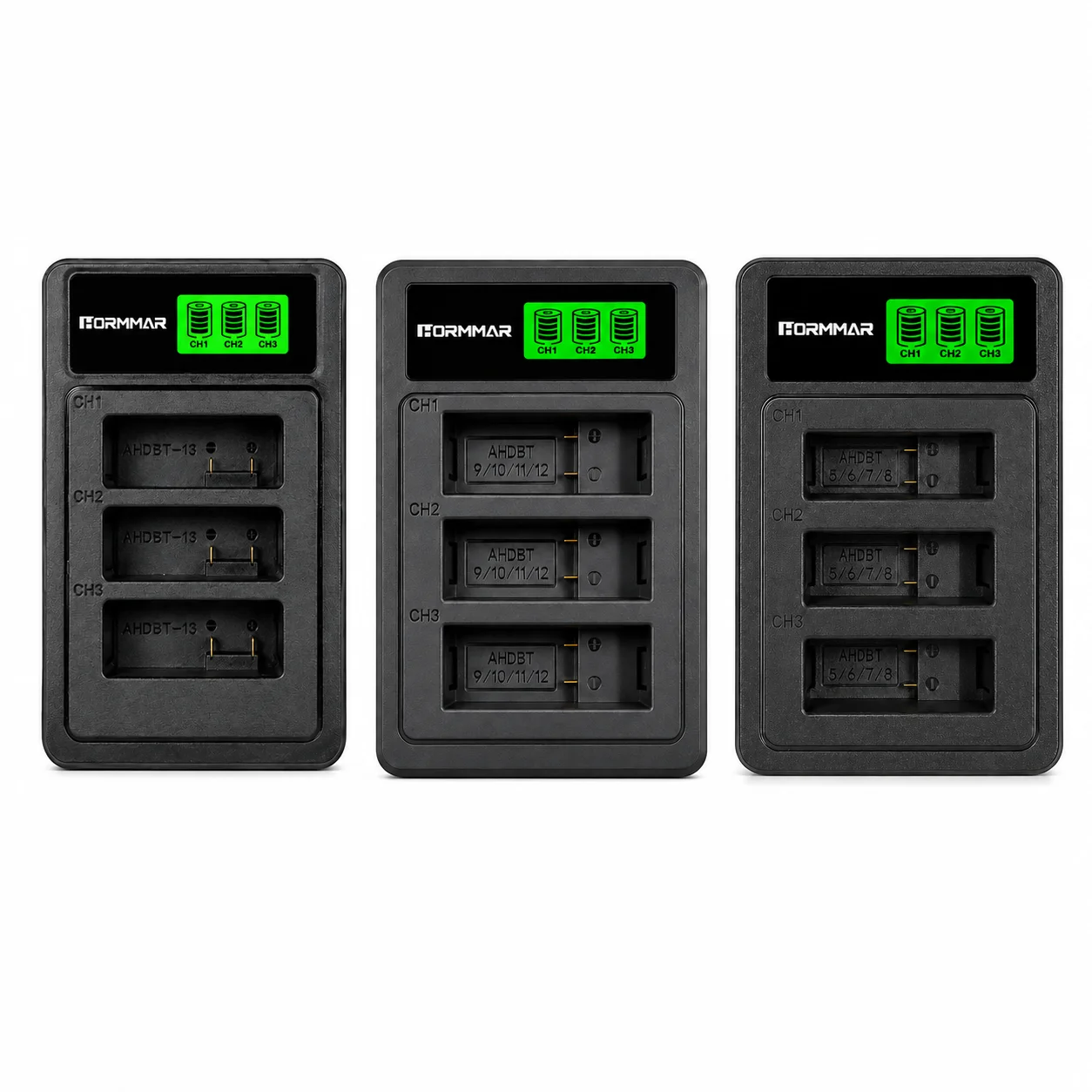3‑Slot LCD Battery Charger Compatible with GoPro Hero 13 12 11 10 9 8 7 6 5 Black, Type‑C Portable Action Camera Accessory