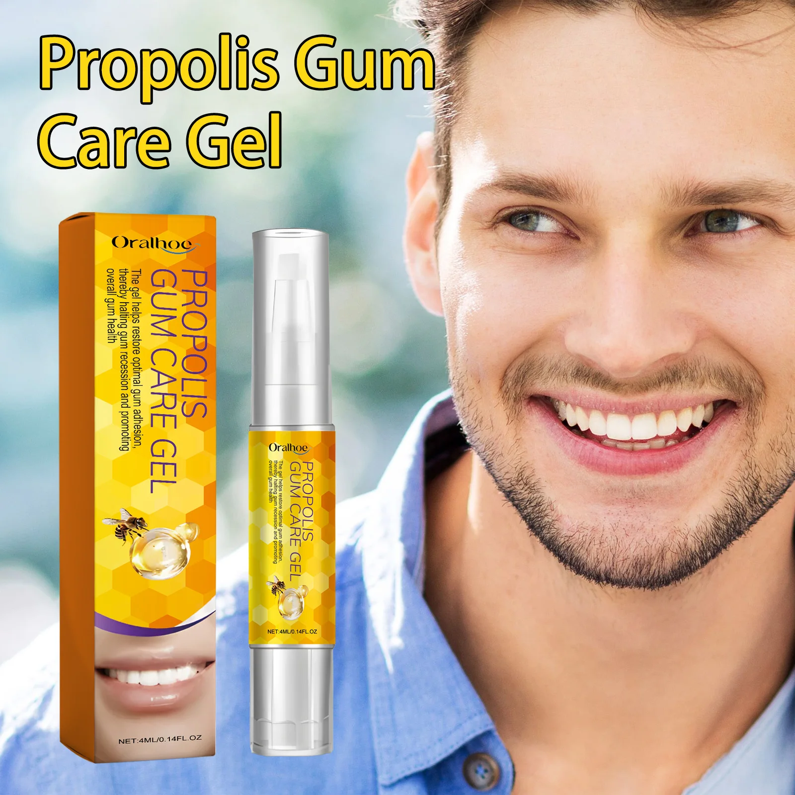 Oralhoe Propolis Gum Care Gel Herbal Formula Coffee Tea Stain Remove Refreshing Mouth Breath Safe Non-irritating Dental Care Gel