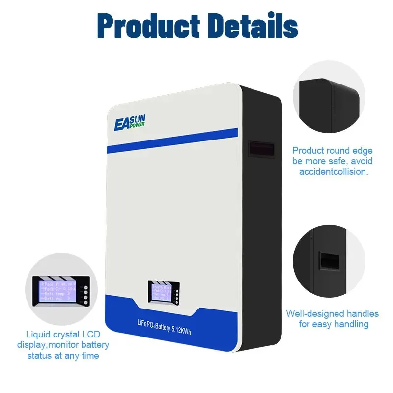 Power wall Lifepo4 Batterie 48V 100ah 200ah Batterie 51,2 V 5kwh 10kwh Lithium Eisen Batterie 6000 Zyklus kann rs485 bms keine Steuer