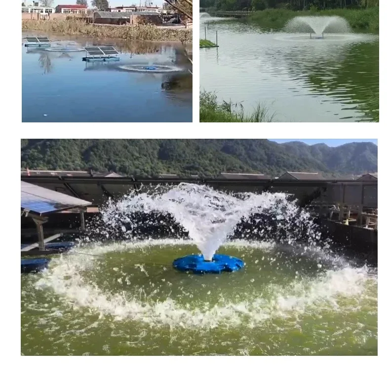 HZUSUN 2HP DC Solar Powered Dam Pond Oxygenator Water Aeration System Floating Solar Fish Farm Lake Park Display Air Aerator