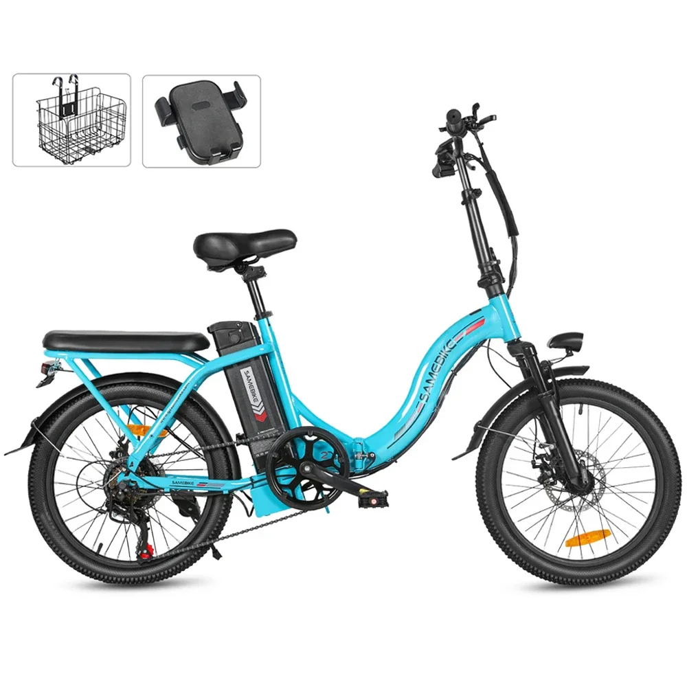 Samebike CY20 Bicicletta Elettrica Pieghevole 36V12ah Motore Posteriore Batteria al Litio Freno a Disco Ruota a Raggi Bici Elettrica