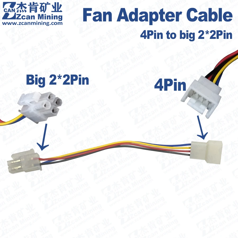 Iceriver KS5L Fan Adapter Cable 4 Pin to 4(2x2) Pin Wire Cable Connector Antminer S19 Fan Converter Cable for S19Kpro S21 T21