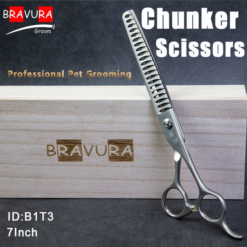 Pet Grooming Chunker Scissors Shears Thinning Professional Handmade 7inch for Cats Dogs High Quality Groomer Cutting Steel440c