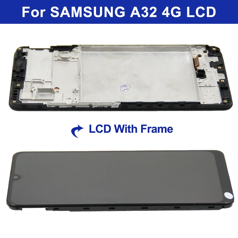 AMOLED For Samsung A32 4G LCD Display Touch Screen Digiziter Assembly For Samsung A32 4g SM-A325F SM-A325M LCD With Frame