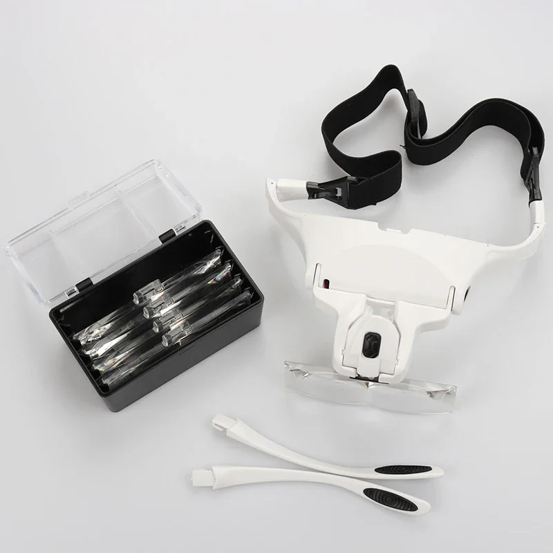 5 objektiv Einstellbare Stirnband Lupe Lupe Mit LED-Licht lampe Lupen Für Falsche Wimpern Wimpern