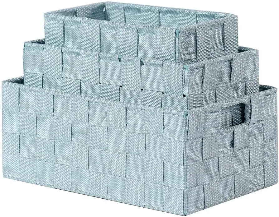 BM Square Rieten Effect Badkamer Opbergmand, Set van 3 Gevlochten Beige Opbergmanden, Geschikt voor Verschillende Toepassingen en Organisatie