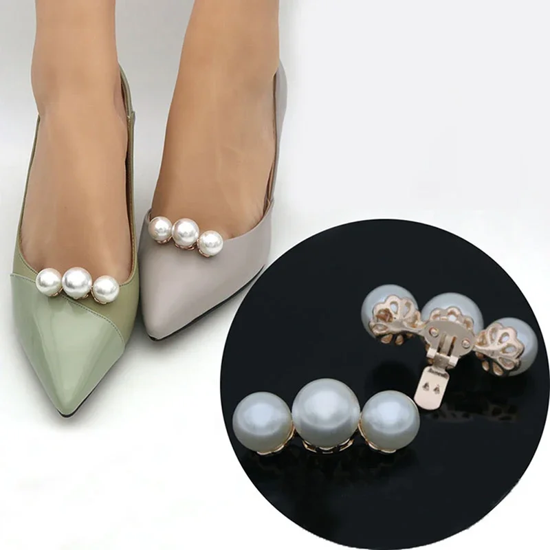 1Pc Lady Shoe Pearl Clip Decorative Clips Wedding Women Bride High Heel Removable Charm Buckle Clamp Ozdoby do butów — zdjęcie 2