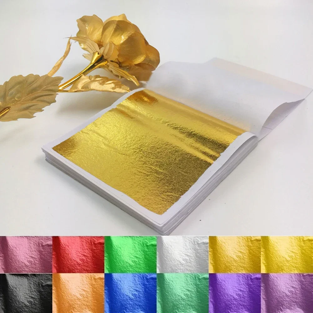 100 vellen DIY nagel bladgoud schilderij bladgoud papier kunst ambachtelijk papier verjaardagsfeestje bruidstaart dessert decoraties - afbeelding 2