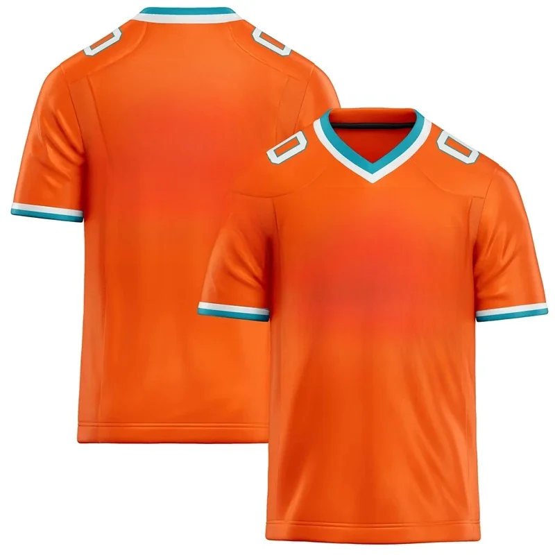 Aangepaste teamnaam nummer naam rugby T-shirt gepersonaliseerde DIY V-hals oranje heren sport T-shirt los sneldrogend teamuniform - afbeelding 2