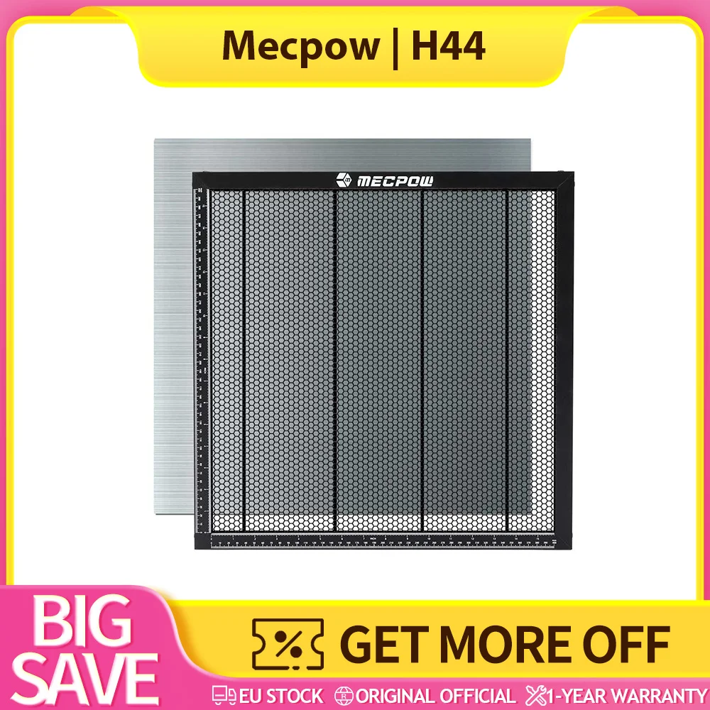Mecpow H44 440*440mm graveur laser table de travail en nid d'abeille plate-forme pour machine de découpe de gravure laser, grande compatibilité, meilleur effet de gravure, zone de gravure suffisante, observation facile, haute planité entièrement métallique, protection de bureau améliorée