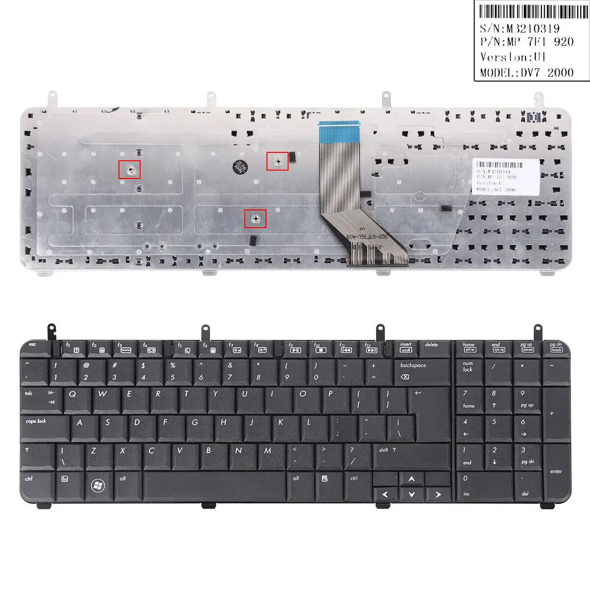 HP Keyboard DV7-2000 DV7-1100 DV7-1000 1200 DV7T DV7Z Hitam (Besar Masuk, Kami