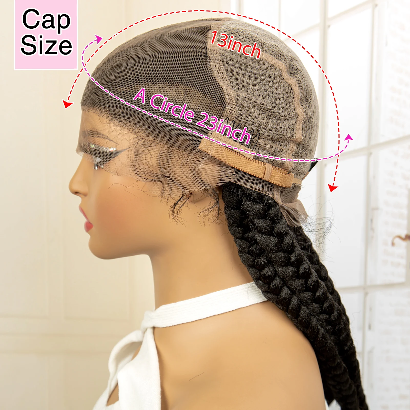 Full Lace Synthetische Gevlochten Pruiken Met Baby Hair 38 Inch Curly Box Vlechten Pruik Voor Zwarte Vrouwen Kant Frontale Cornrow Haar Pruik