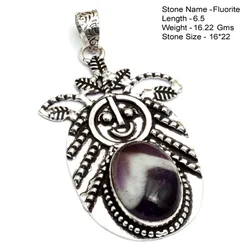 Genuine Fluorite Solar Quartz Jasper Pendant