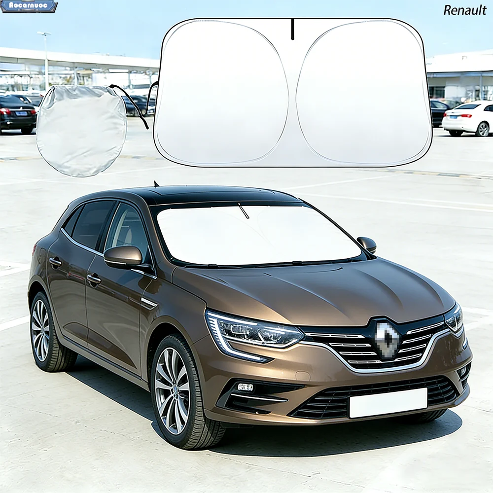 Car Windshield Sun Shade For Renault Megane 2 3 4 2015-2021 Sunshade Sun Visor Protector Foldable Blocks UV Rays