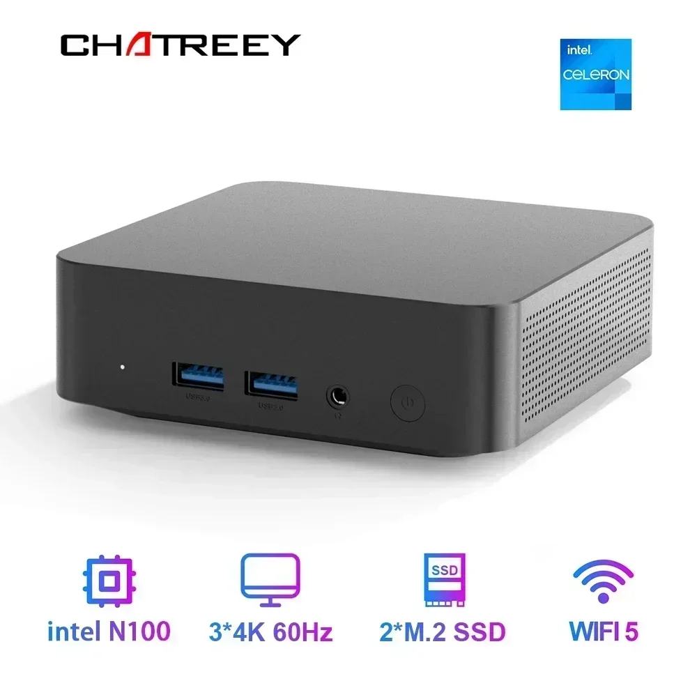 T9 Mini PC Intel Alder Lake N100 Windows 11 Ultra Small Pocket Computer Dual SSD Full Function Type-C 4K 60Hz RGB Output