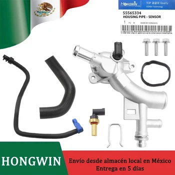 אמיתי לא : 25193922 55565334   מארז תרמוסטט קירור מנוע צינור אלומיניום עבור Chevrolet Cruze Sonic Trax Buick Encore 1.4L