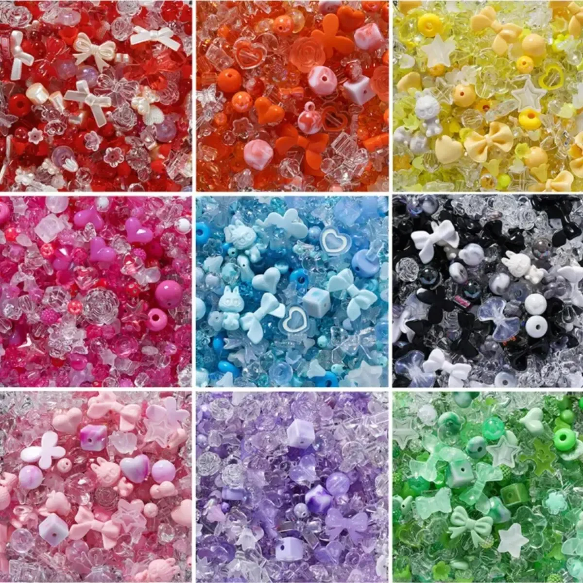 Perles carrées en acrylique pour téléphone portable DIY, joli ours, lapin, accessoires de dessin animé, vêtements d'animaux, collier, 20g