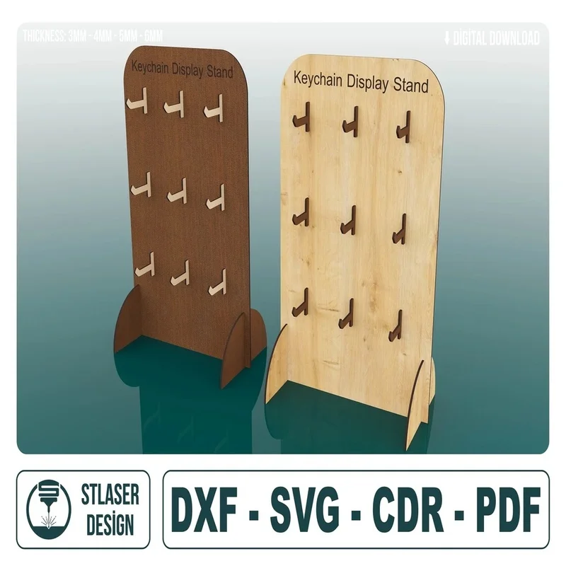

Подставка для ключей, файлы для лазерной резки | SVG DXF CDR PDF | Векторный дизайн для резки древесины | Регулируемая стойка для материала толщиной 3–6 мм.