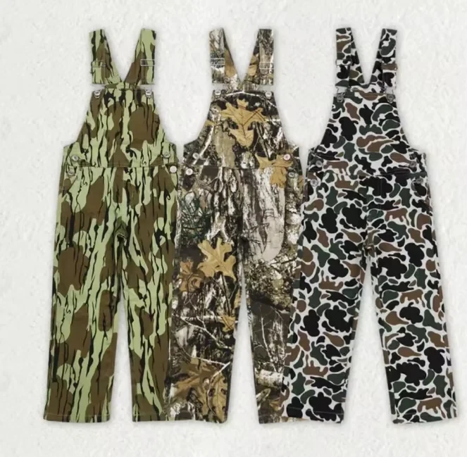 

RTS для маленьких девочек и мальчиков, осенние охотничьи камуфляжные джинсовые комбинезоны на бретельках, детский бутик, детские длинные штаны, одежда