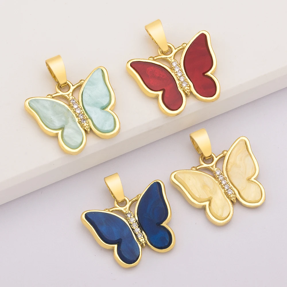 Resin Butterfly Cute Earrings Charms DIY Pendants Necklaces Designer Gold Color Charm For Jewelry Making Supplies