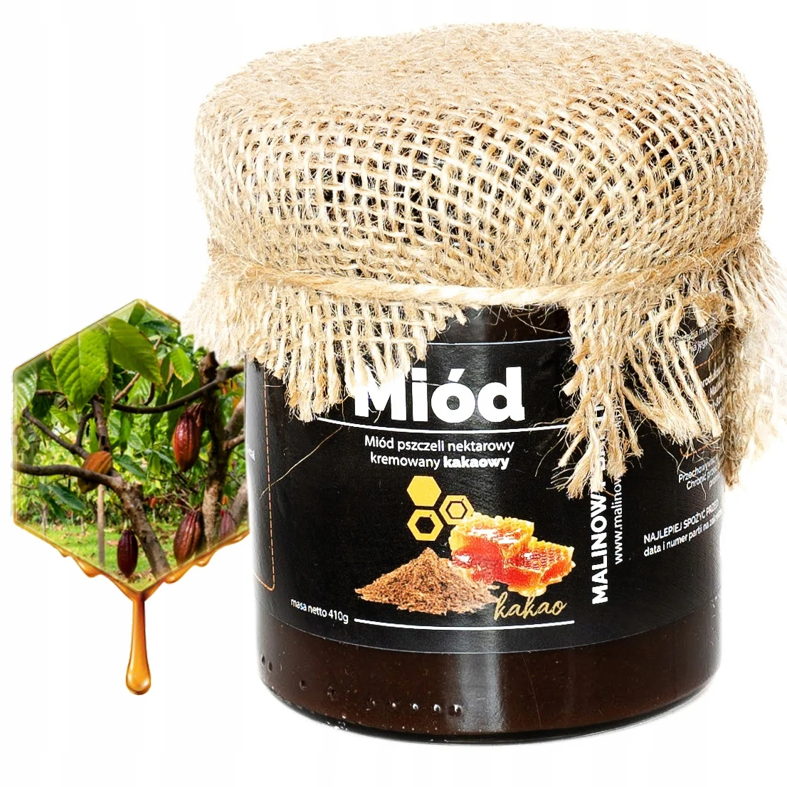 MIÓD Z Kakao Kakaowy 410g Nektarowy Kremowany Nasze Polskie Pasieki