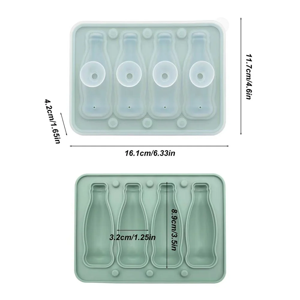 قالب ثلج على شكل زجاجة كوكس ثلاثية الأبعاد مع غطاء صانع سيليكون للمشروبات الإبداعية والحفلات أداة صنع المصاصات