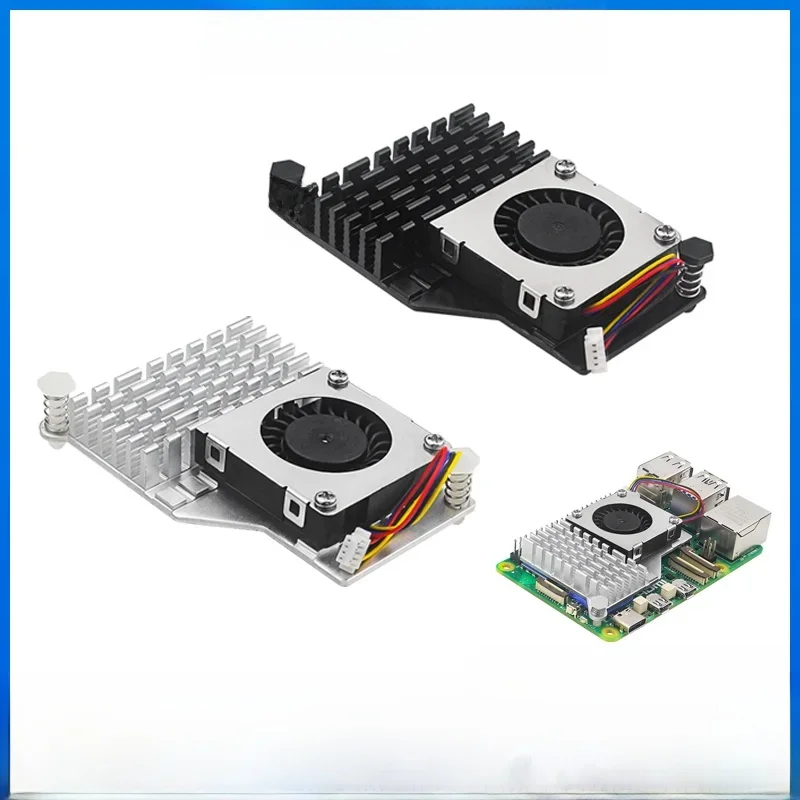 Raspberry Pi 5 aktywny Radiator aluminiowy wentylator chłodnicy z regulowaną prędkością PWM wentylator czarny srebrny niebieski metalowy grzejnik do RPi 5 — zdjęcie produktu 7