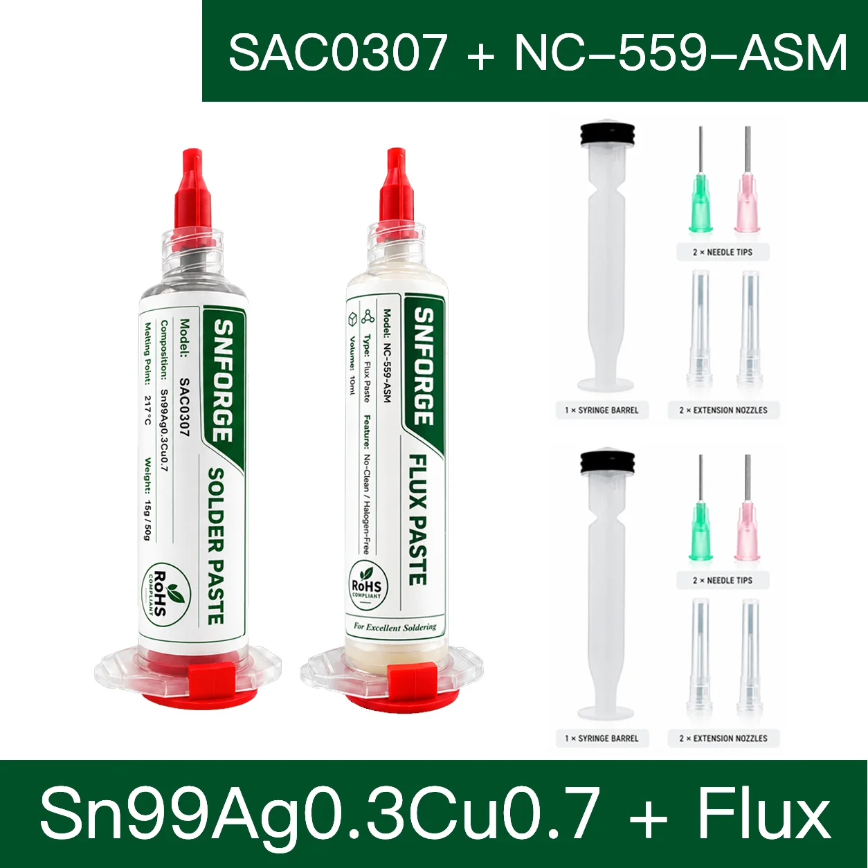 SAC305 soldeerpasta loodvrij Sn96.5Ag3.0Cu0.5 Sn99Ag0.3Cu0.7 tin solderen BGA PCB SMD SMT no-clean flux elektronica reparatie IC telefoon laptop reballing moederbord chip hoge betrouwbaarheid