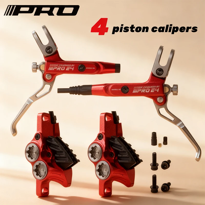 

Iiipro E4 Bicycle Hydraulic Disc Brakes 4 Piston Front Rear Hydraulic Brake Set 800/1550Mm Electric Bike Cooling Oil Mtb Brake