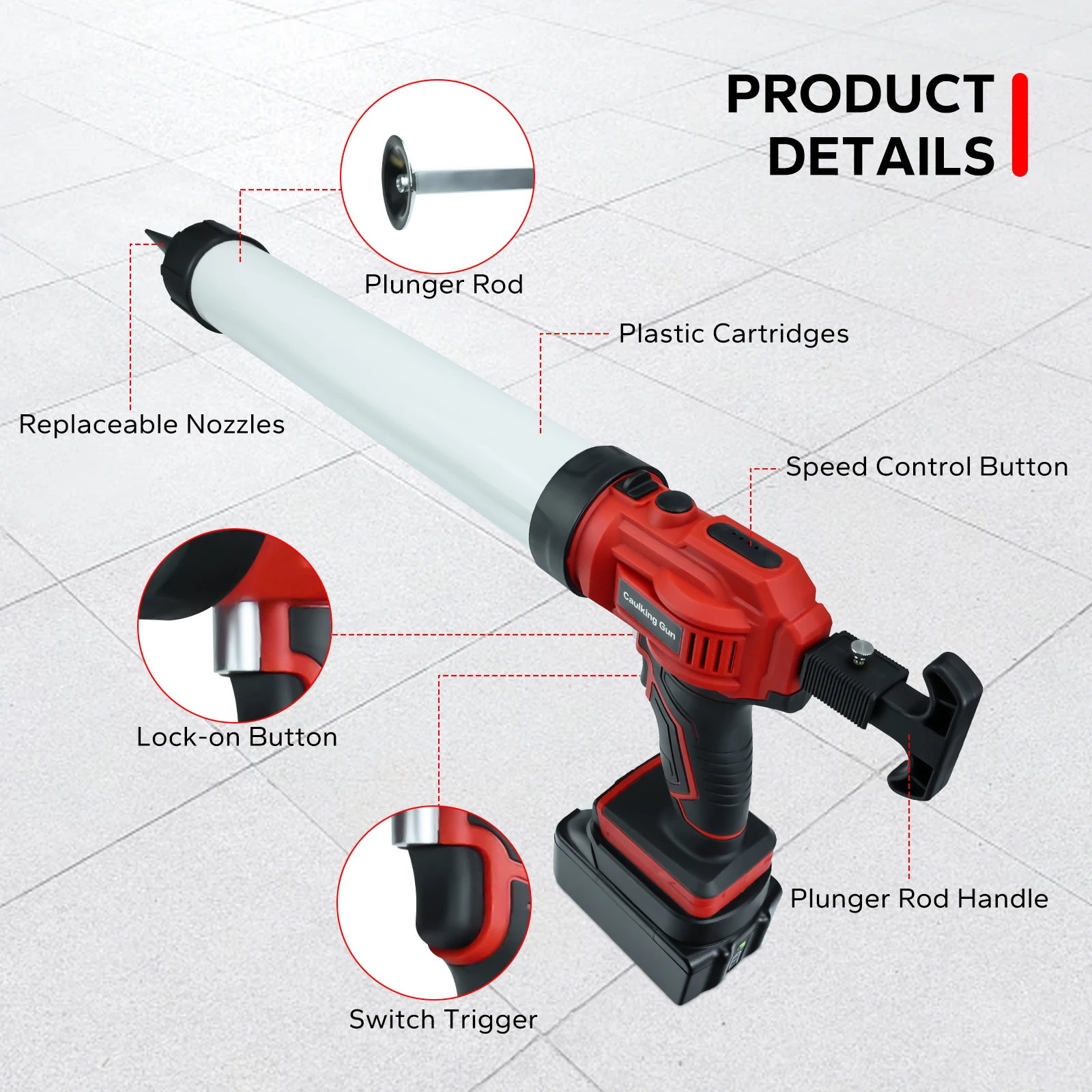 Imagem -05 - Cordless Sausage Caulking Gun Enchimento Elétrico e Ferramenta de Vedação Velocidades Ajustáveis Makita 18v Bateria sem Bateria
