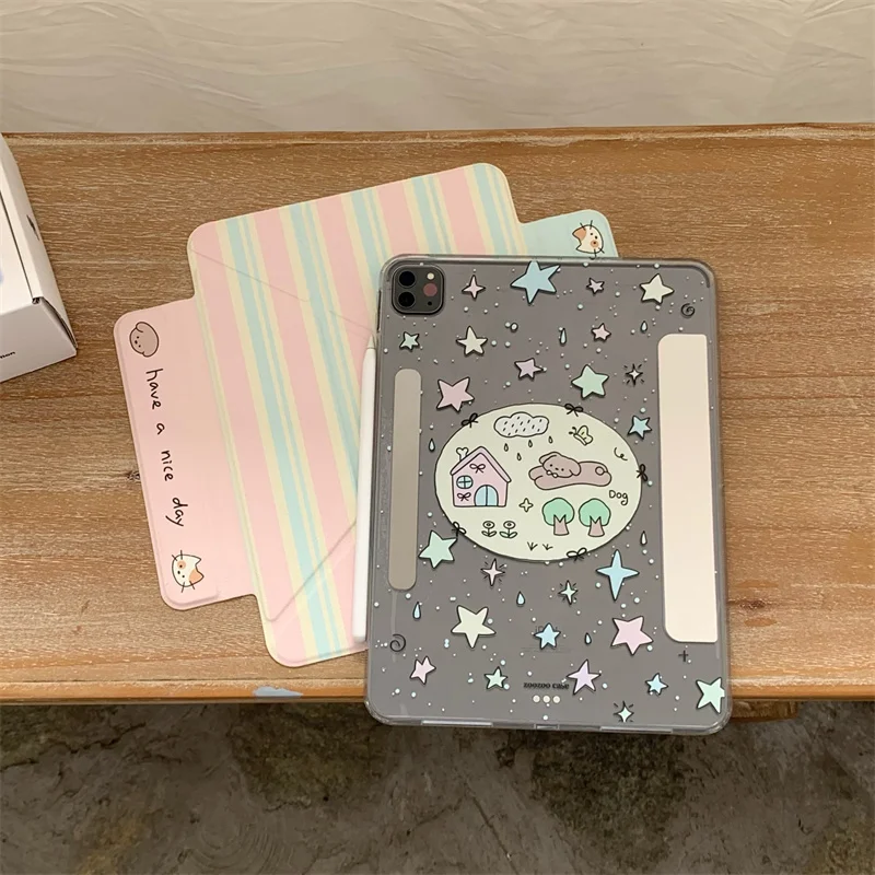 Чехол с милыми полосками и звездами из мультфильма для Apple iPad Air 2024 13 дюймов Pro 11 дюймов 12,9 дюймов Air 5/4 10,9 10th 7/8/9 10,2 дюйма, чехлы-чехлы