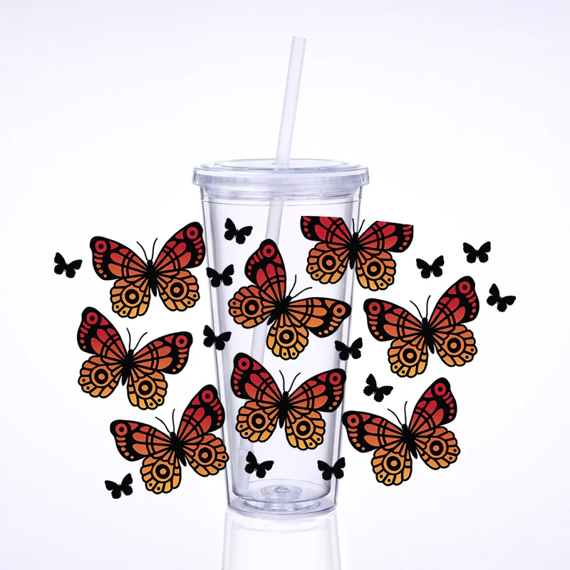 

Wholesale Various 24OZ Butterfly UV dtf cup wrap transfers Stickers Custom Flowers UV Dtf Cup Wraps 24OZ Stickers