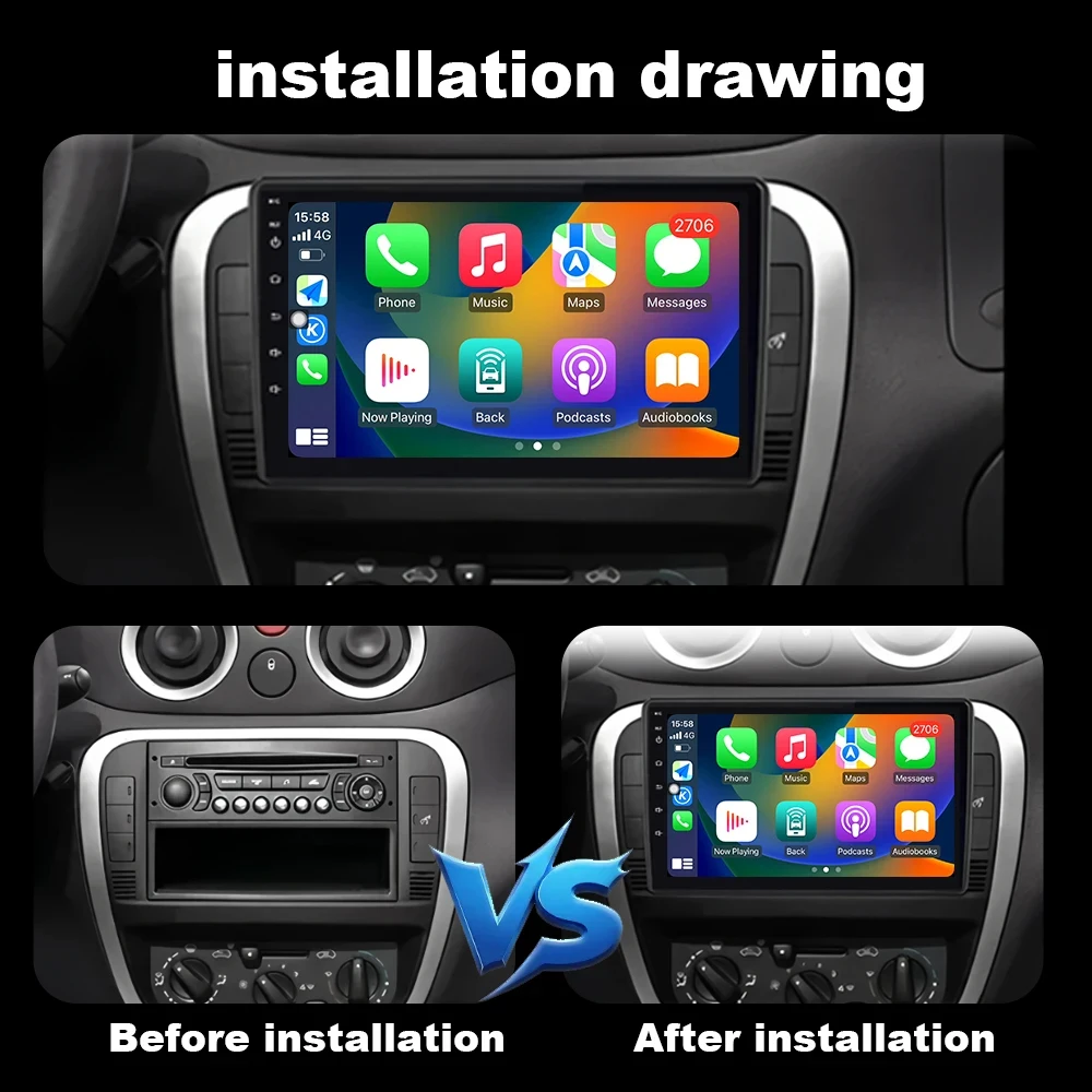Android16 For Citroen C2 C3 2001 2002 2003 - 2010 Car Multimedia Player GPS Navigation Auto Tools DSP Stereo CarPlay QLED Screen