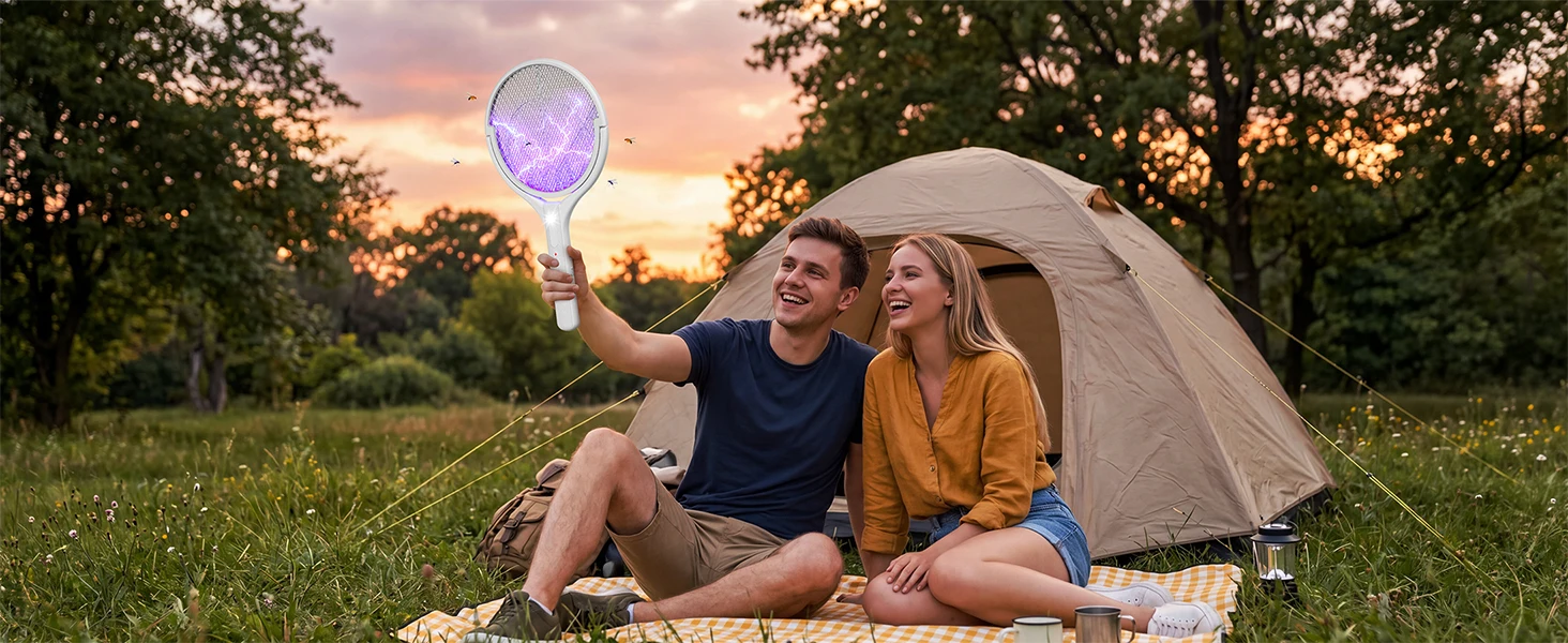 Fomyheard 4-in-1 Elektrische Mückenlampe: Faltbar und teleskopierbar (3000V), wiederaufladbarer Insektenvernichter mit UV-Lichtfalle, 1800mAh Akku, USB-C-Ladefunktion, für den Innen- und Außenbereich geeignet. – Detail 14