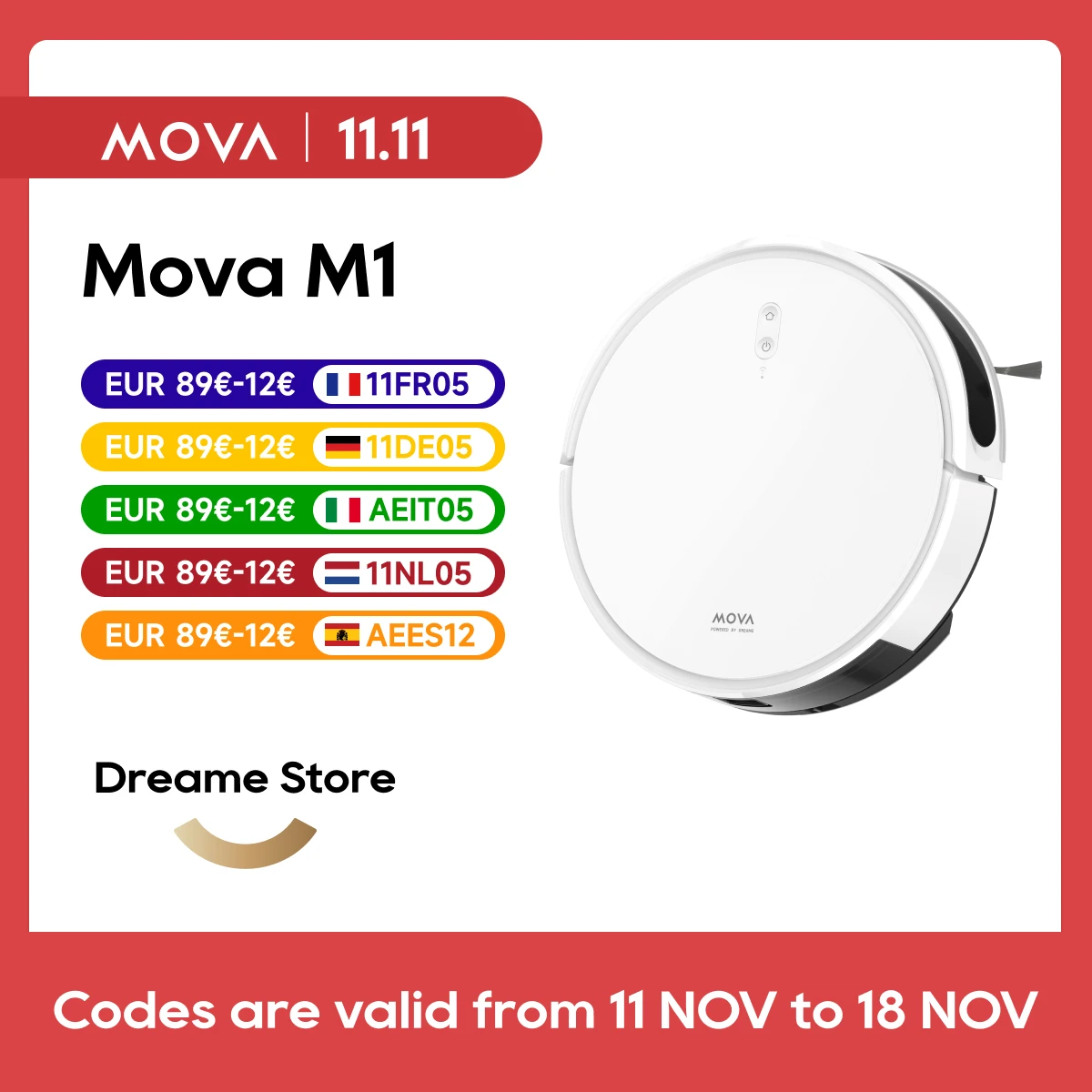 Dreame Mova M1 Robot Vacuum and Mop Combo,4500Pa Suction Power, SoF LiDAR Navigation, Compact Body, Compatible with Alexa/Google