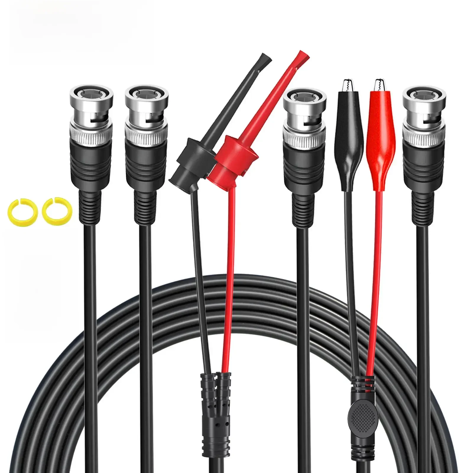 Cleqee P1260 BNC Zestaw przewodów testowych Bezpieczeństwo BNC do zacisku krokodylkowego Kabel koncentryczny z kolorowymi pierścieniami Test elektroniczny DIY — zdjęcie 2