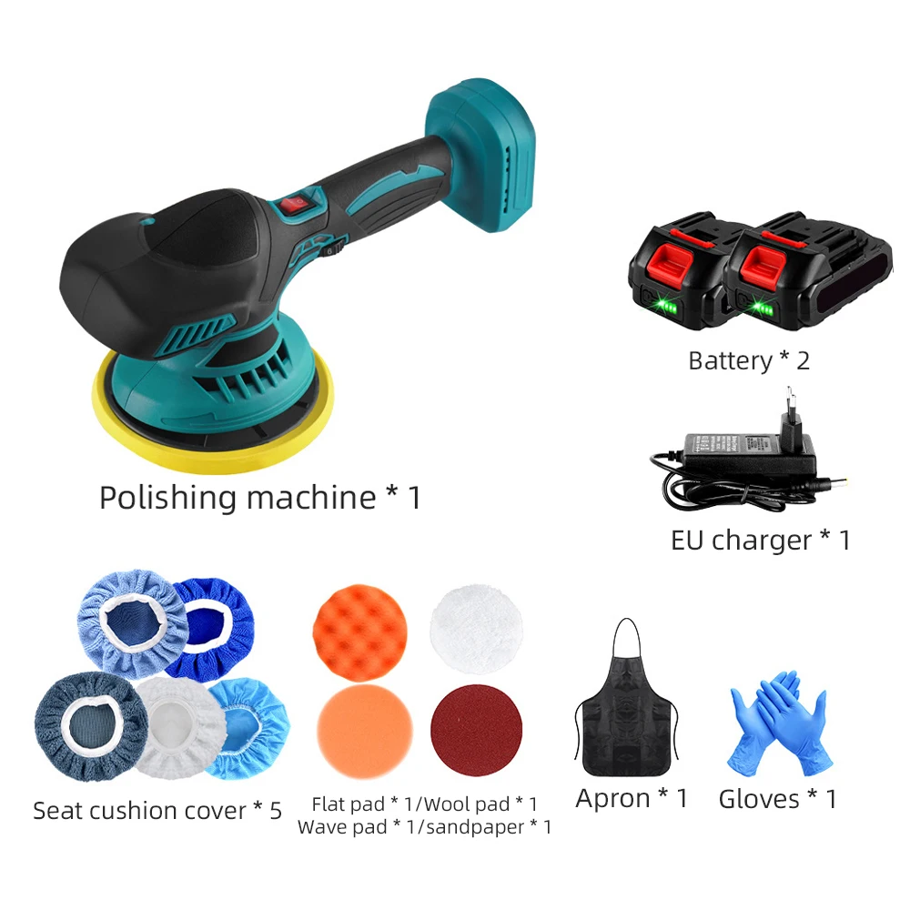 Akku-Autopolierer, 6 Gänge, verstellbar, automatisch, elektrisch, Wachsen, Schleifen, Versiegelung, Glasur, Elektrowerkzeug, passend für 18-V-Batterie-Pin von Makita