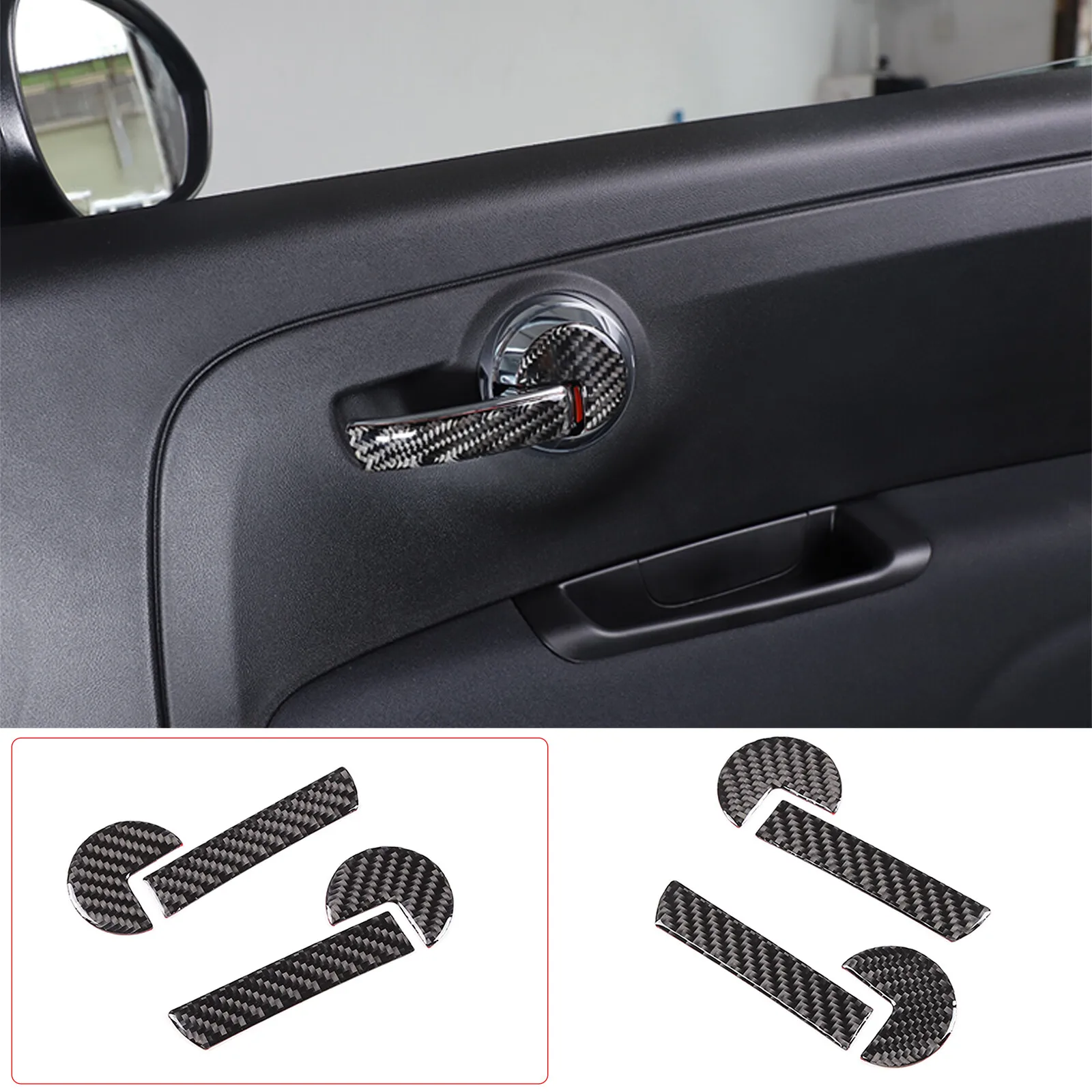 

Soft Carbon Fiber Car Door Handle Panel Decorative Sticker Protection Car Interior Accessories For Fiat 500 2011-2020 2021 2022