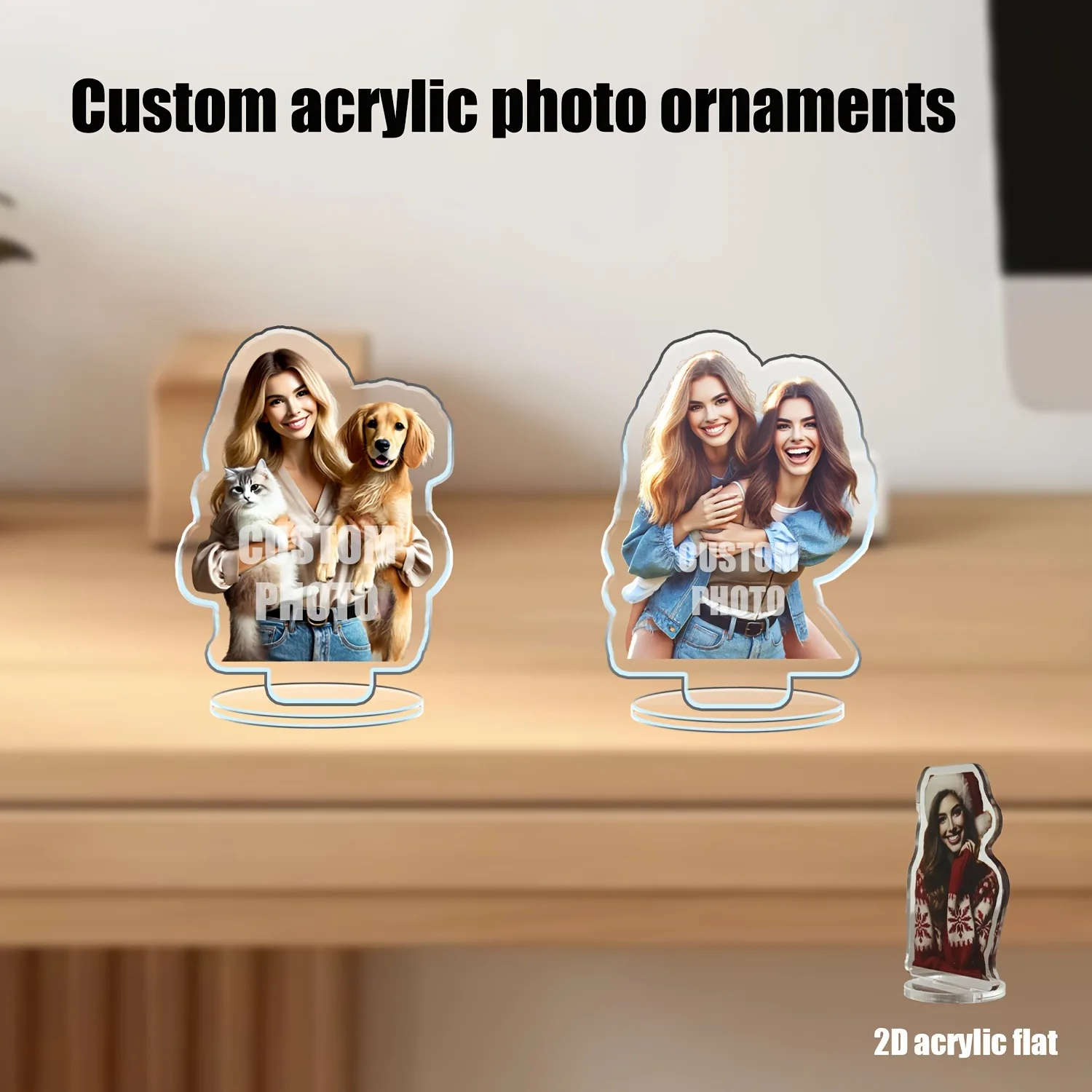 2D Flat Acrylic Desktop Decoration, High-Definition Printing, Personalized Family or Pet Photos, Christmas Gift, Desktop Decorat