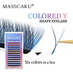 Wholesale Price Masscaku Colorful YY Eyelashes Russian Volume Faux Mink Professional Individual Eyelash Extensions Y Shape Lashe