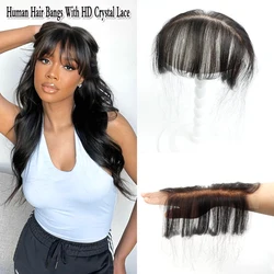 Human Hair Bangs With HD Crystal Lace Blunt Cut Hair Bangs Natural No Clip Hair Extensions High Temperature Remy Hairpiece Bangs