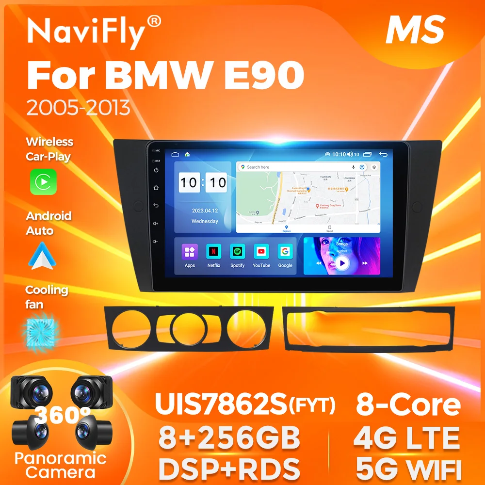 

NaviFly Android 14 Автомобильный DVD-плеер для BMW 3 серии E90 E91 E92 E93 2005-2013 гг., интеллектуальные системы, беспроводной Carplay AUTO