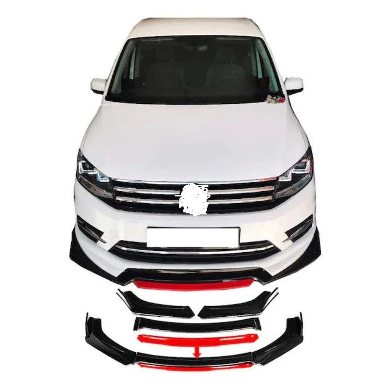 Lame de pare-choc avant pour Volkswagen Caddy 2010 2015, 4 pièces, accessoires de voiture, Options de cinq couleurs, Sport modifié, réglage des pièces extérieures