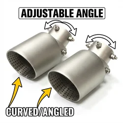 1 PCS Universal Adjustable Car Exhaust Tip Stainless Steel Curved Muffler Tailpipe 89mm 101mm 114mm Nozzle Styling End Pipe