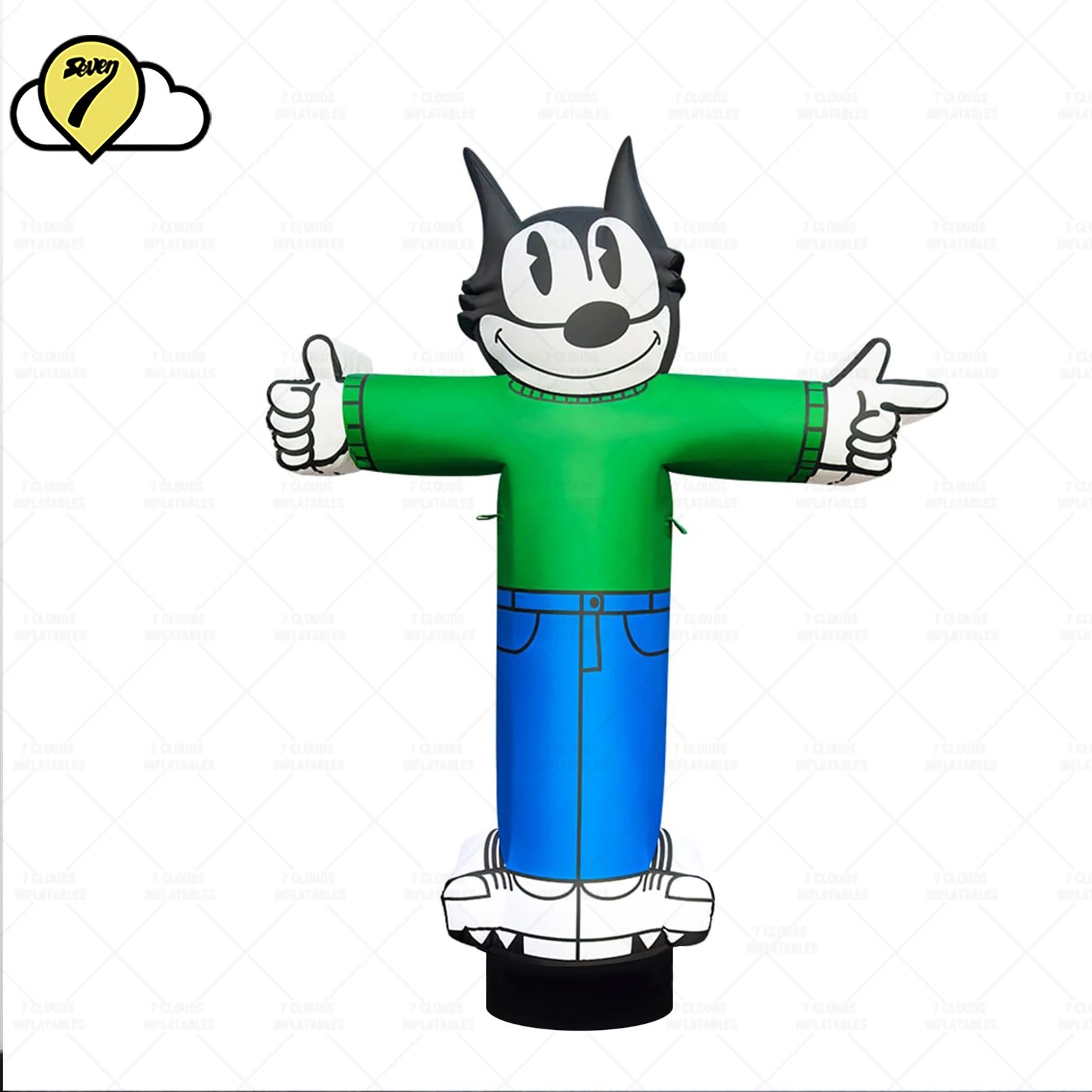 Custom Green suit gray Wolf inflatable toys Outdoor Advertising Air Sky Dancers Tube Cartoon Advertsing Dancing Model Toy Decor