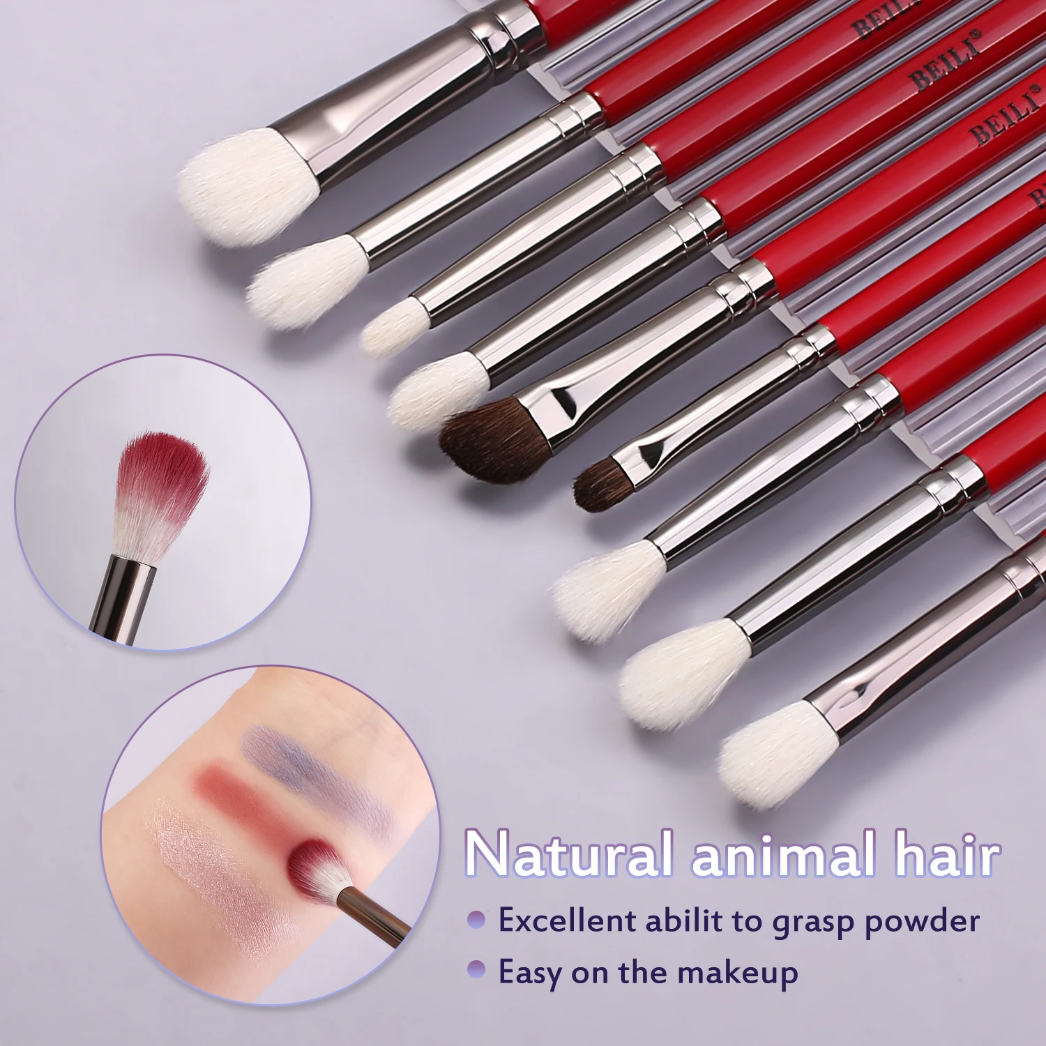 BEILI 15/17pcs Professional Makeup Brushes Set Natural Hair Eye Shadow Blending Eyebrow Pony Goat  Bristles Makeup Brushes Sets