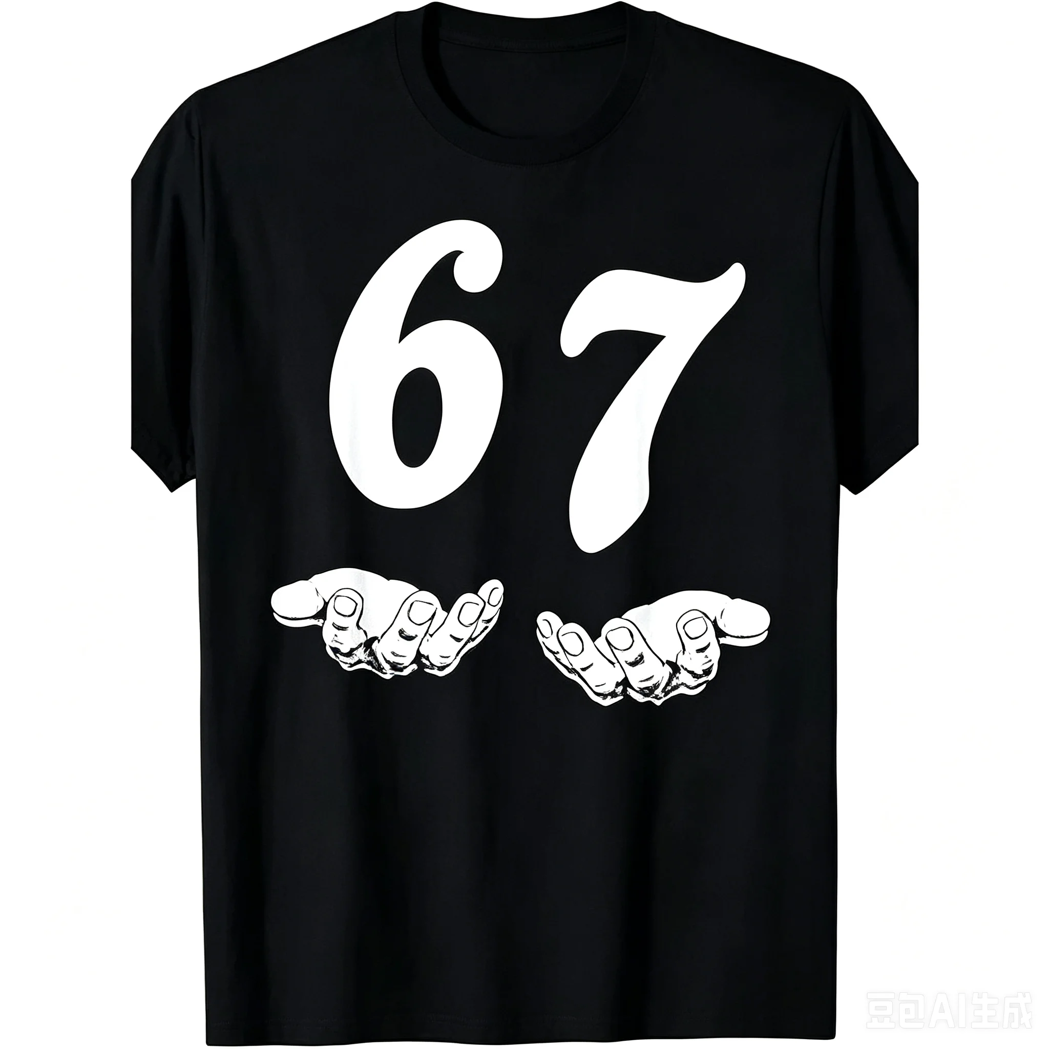Funny 67 Meme Hands Graphic T Shirt Men Smooth Cotton Crew Neck Short Sleeve Loose Fit Casual Sport Tee Breathable All Season Birthday Gift Black Top