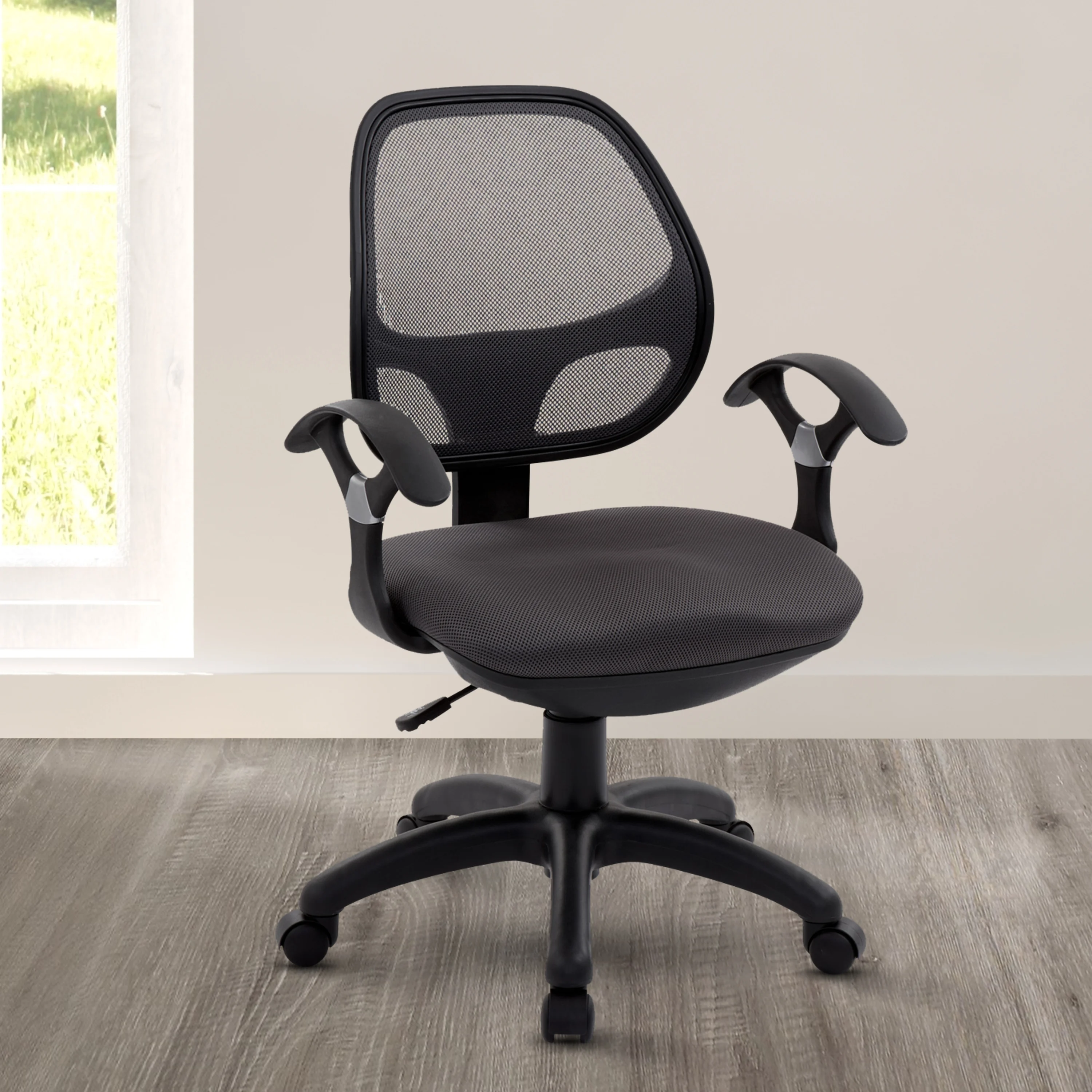 [Flash Sale]Midback Mesh Task Office Chair Adjustable Swivel Study Computer Chair Black[US-W]